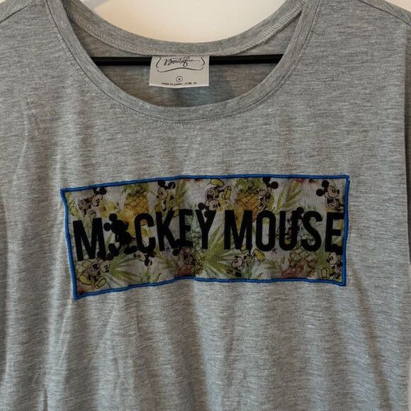 Disney Boutique Grey Mesh Panel Mickey Mouse Short Sleeve T-Shirt - Picture 4 of 4